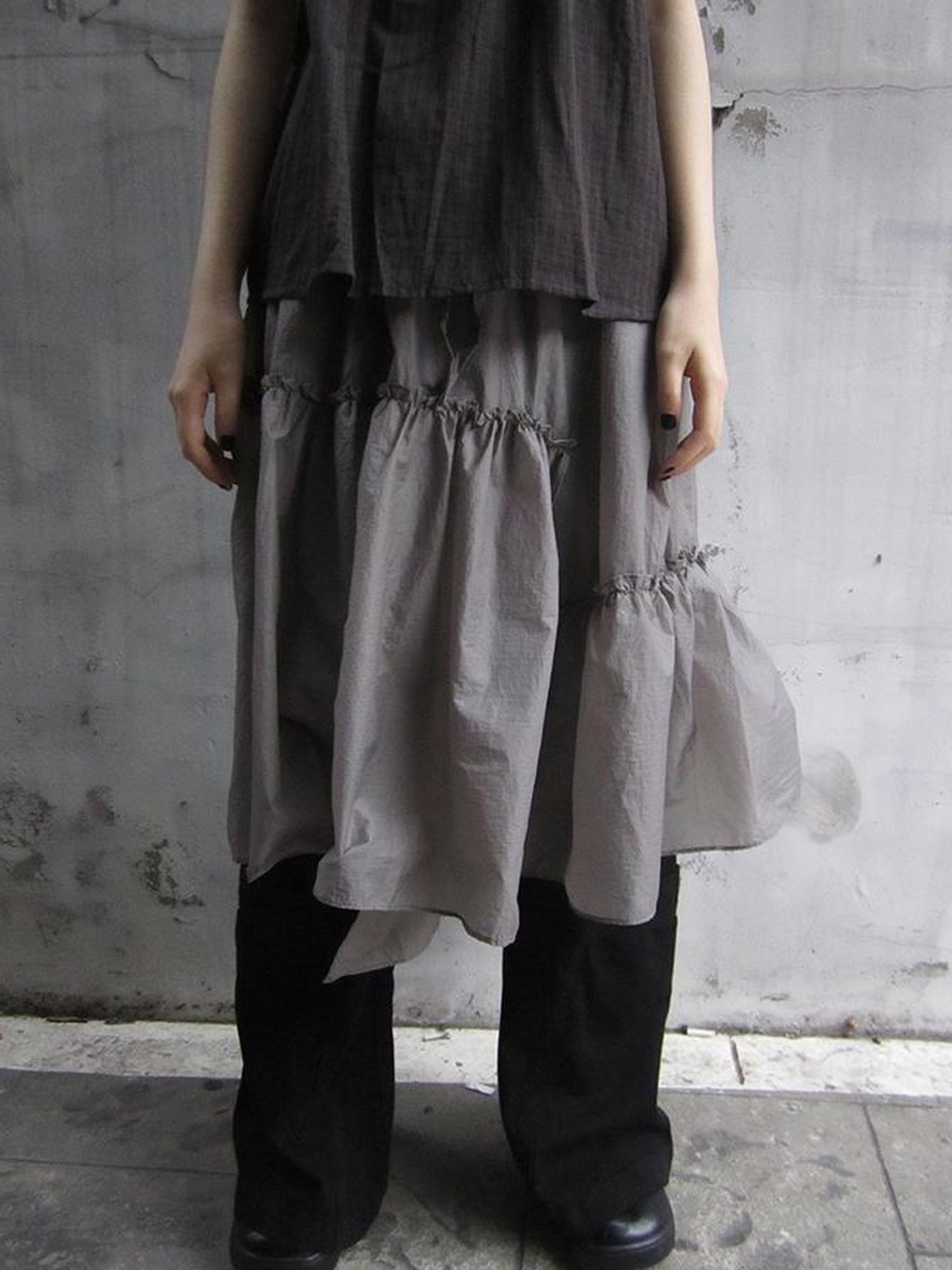 ang project Sheer Layered Ruffle Tie Waist Skirt