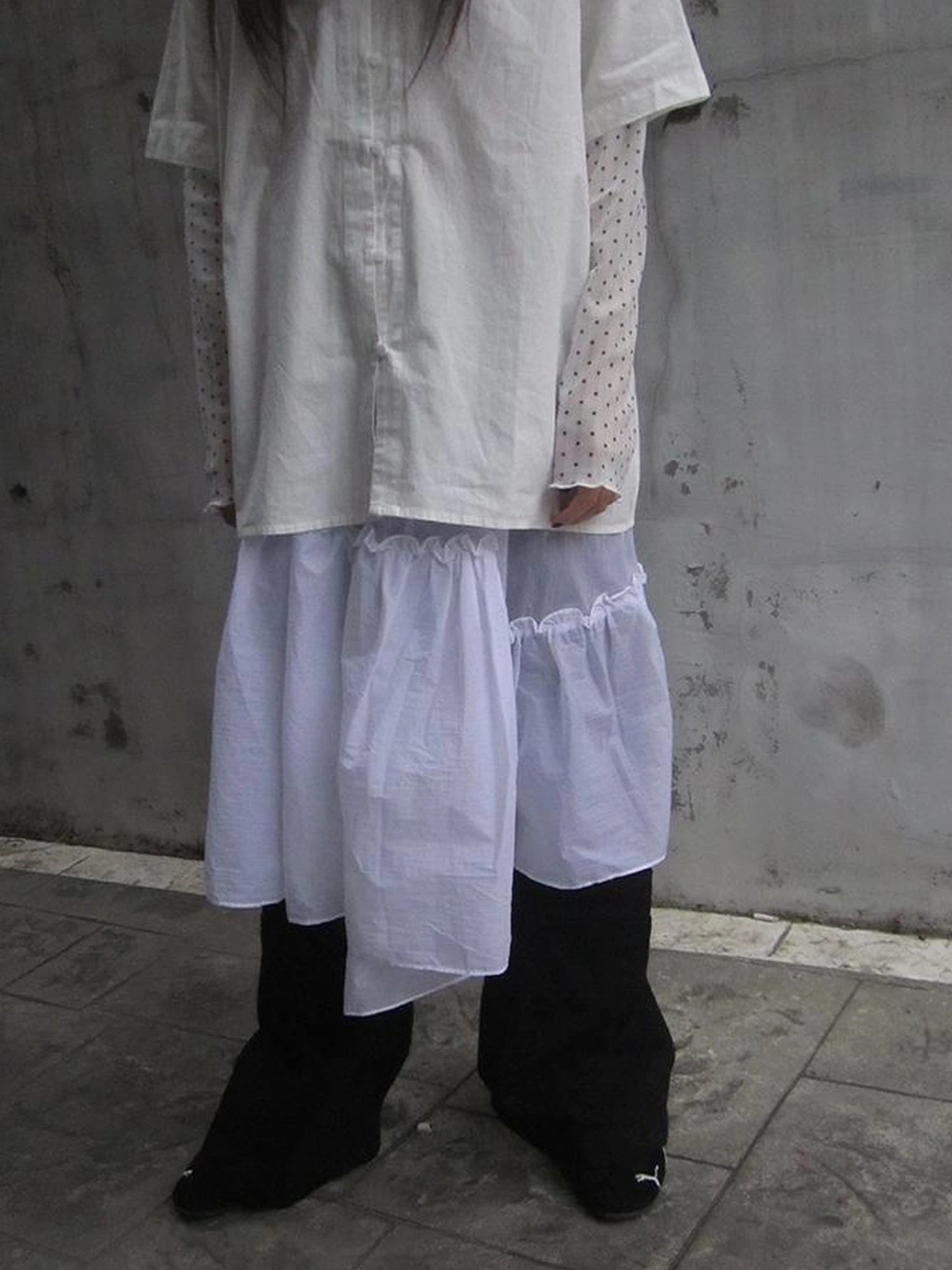 Sheer Layered Ruffle Tie Waist Skirt