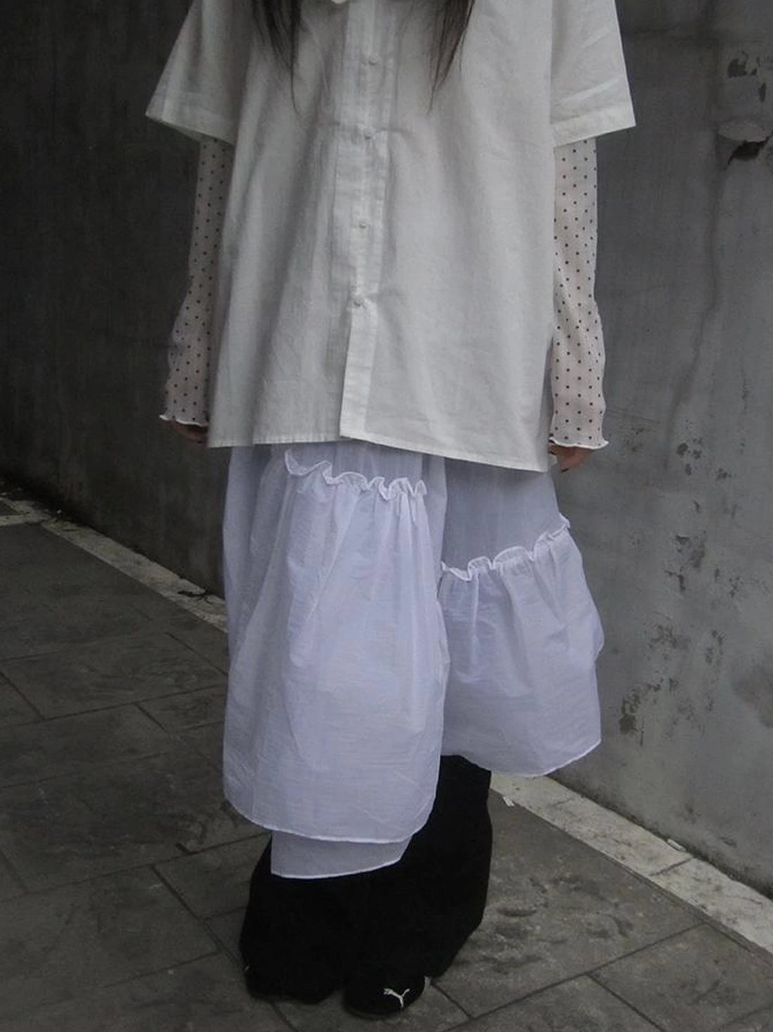 Sheer Layered Ruffle Tie Waist Skirt