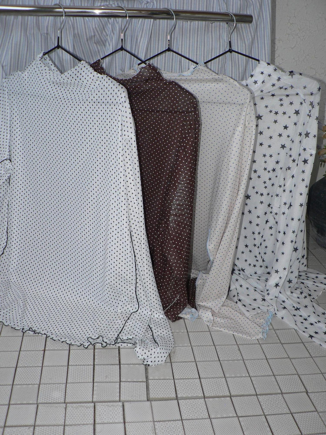 ang project Sheer Star Polka Dot Layered Women&