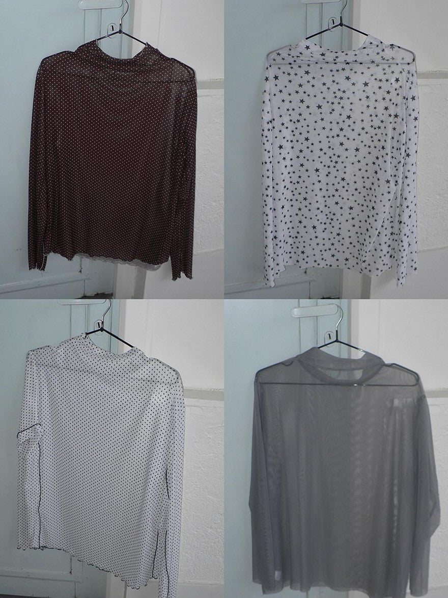 ang project Sheer Star Polka Dot Layered Women&
