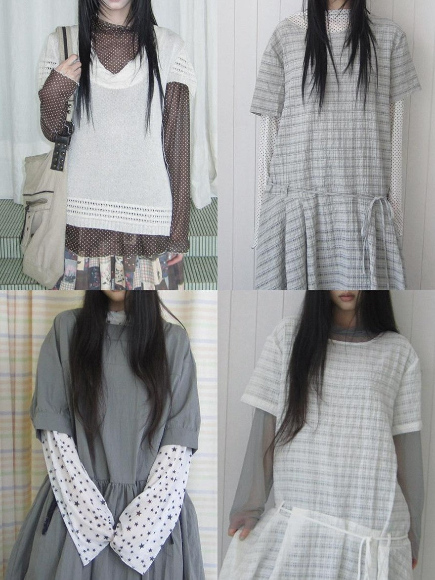 ang project Sheer Star Polka Dot Layered Women&