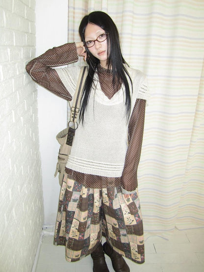 ang project Sheer Star Polka Dot Layered Women&