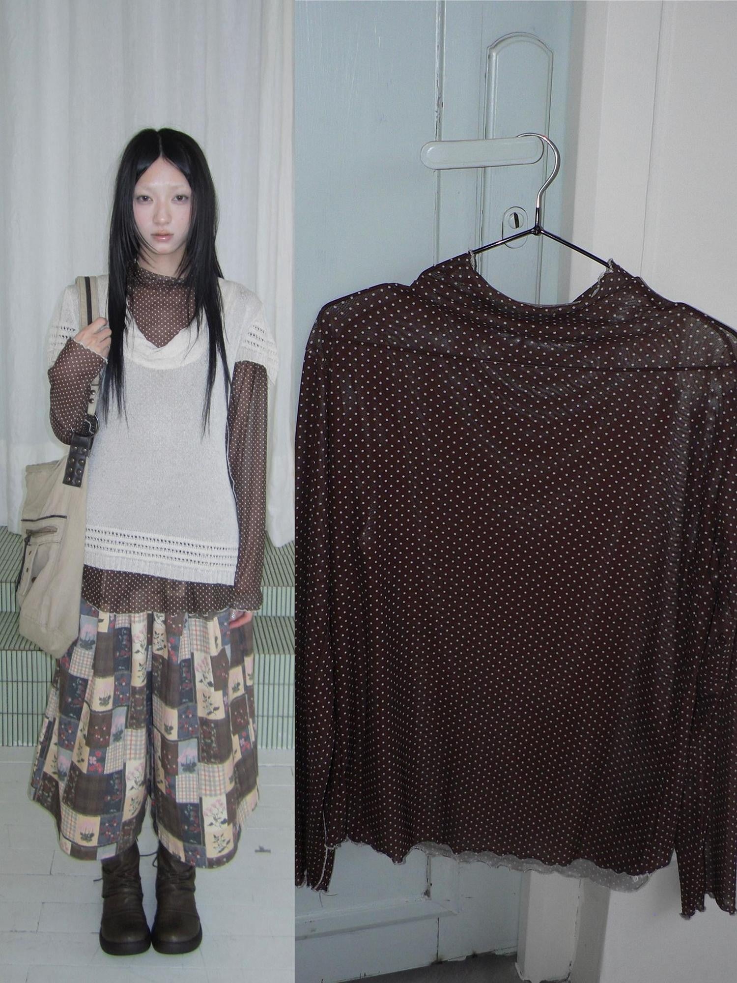 ang project Sheer Star Polka Dot Layered Women&