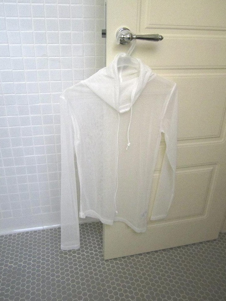 ang project Sheer White Mesh Draped Cowl Neck Women&