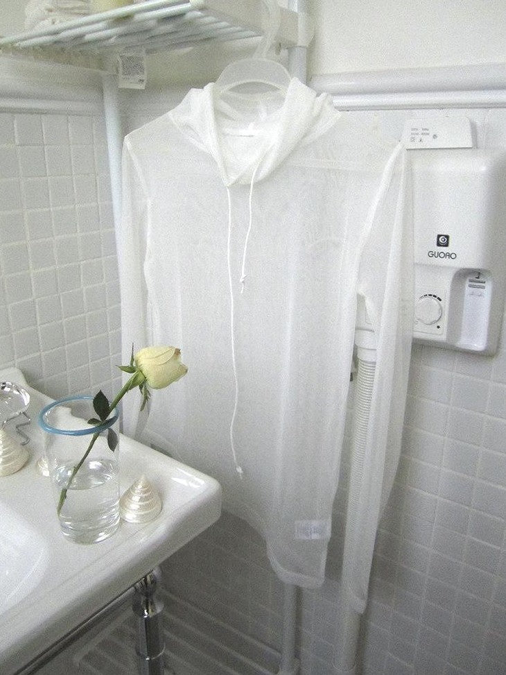 ang project Sheer White Mesh Draped Cowl Neck Women&