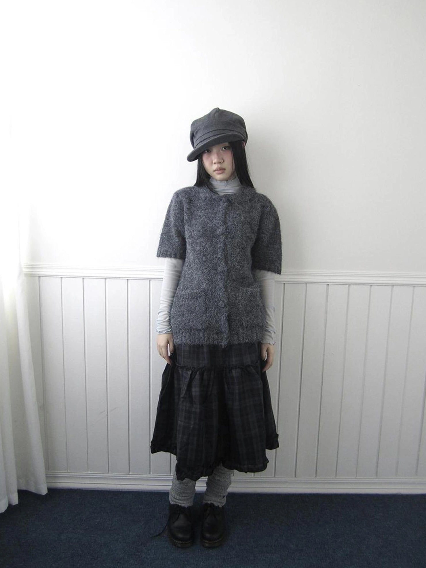 ang project Short Sleeve Knit Polo Sweater Sweater