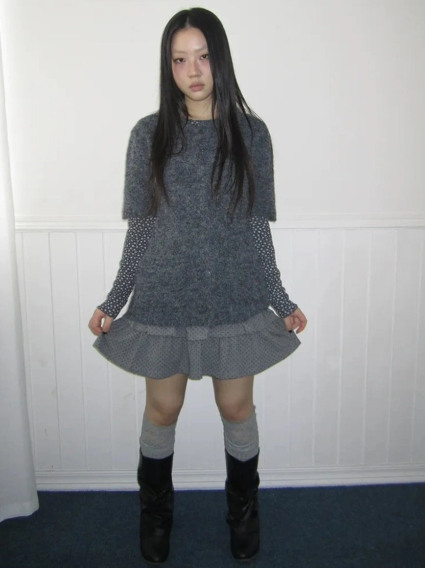 ang project Short Sleeve Knit Polo Sweater Sweater