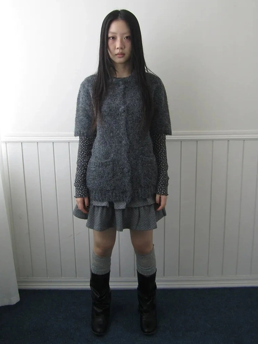 ang project Short Sleeve Knit Polo Sweater Sweater