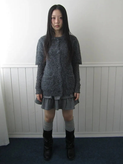 ang project Short Sleeve Knit Polo Sweater Sweater