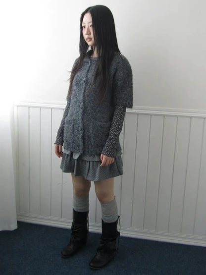 ang project Short Sleeve Knit Polo Sweater Sweater