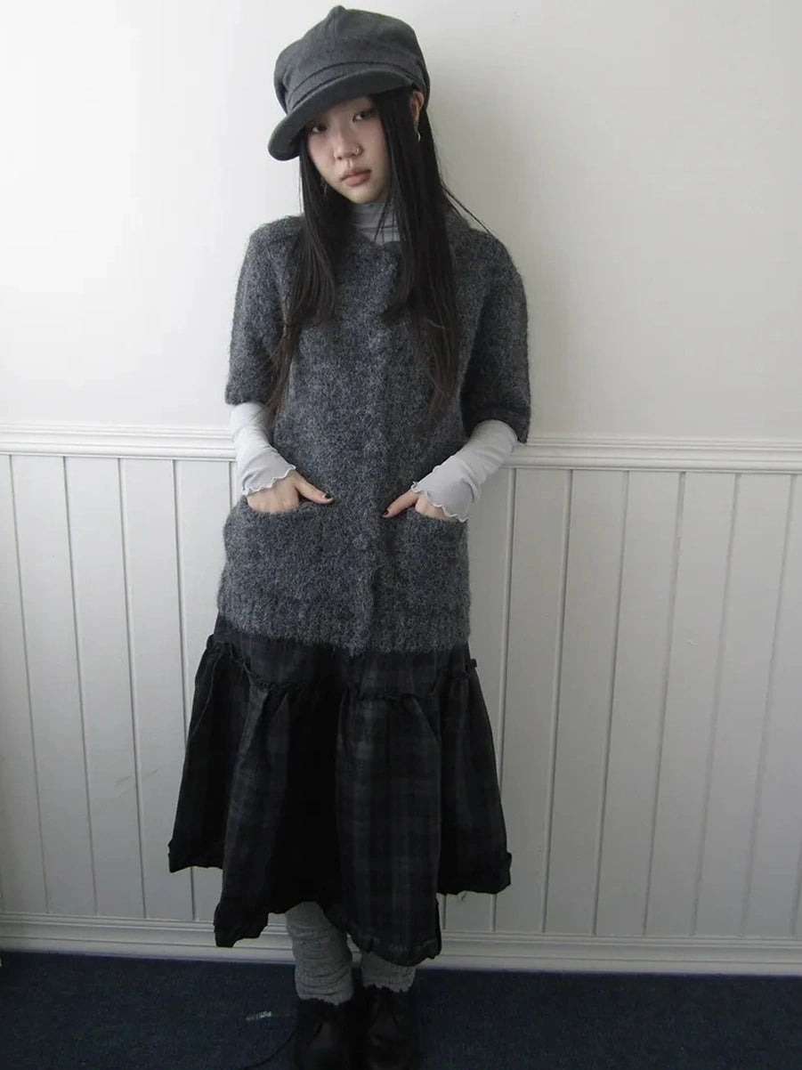 ang project Short Sleeve Knit Polo Sweater Sweater