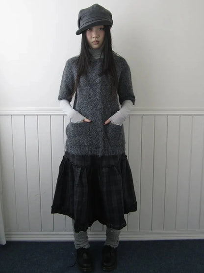 ang project Short Sleeve Knit Polo Sweater Sweater