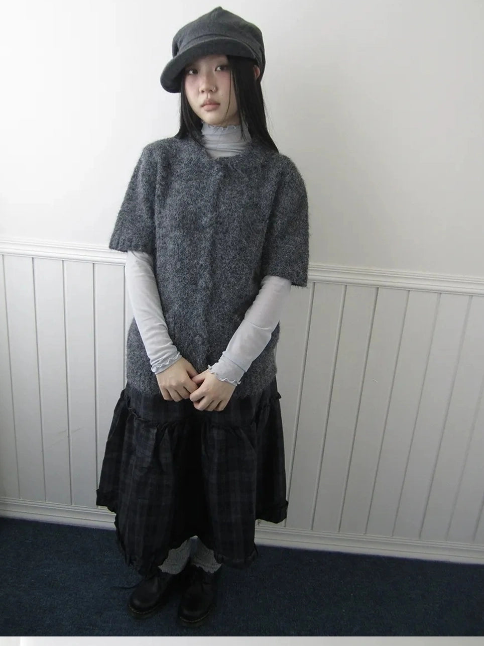 ang project Short Sleeve Knit Polo Sweater Sweater