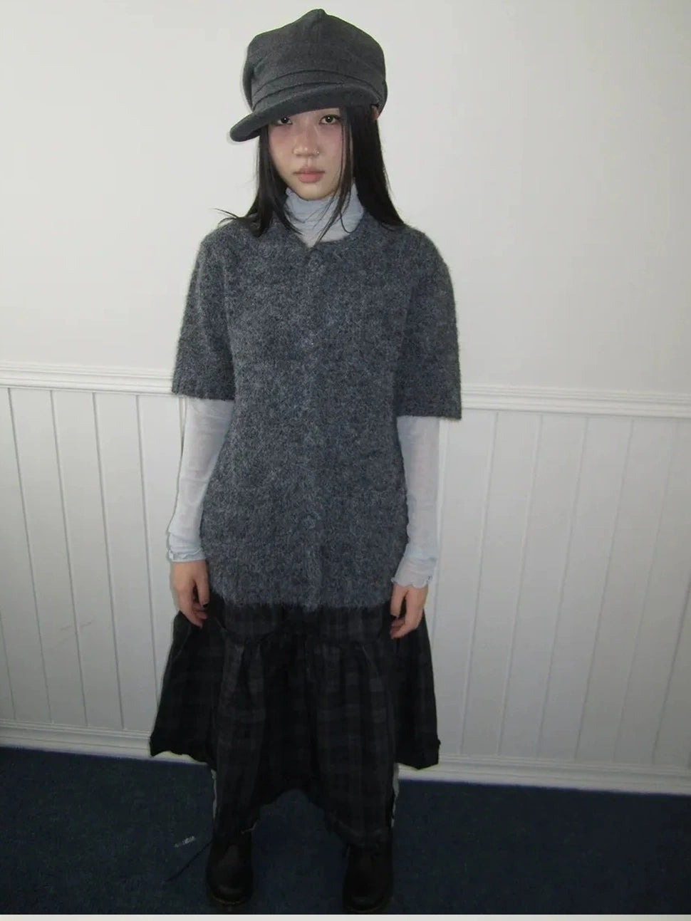 ang project Short Sleeve Knit Polo Sweater Sweater