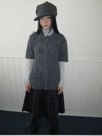 ang project Short Sleeve Knit Polo Sweater Sweater