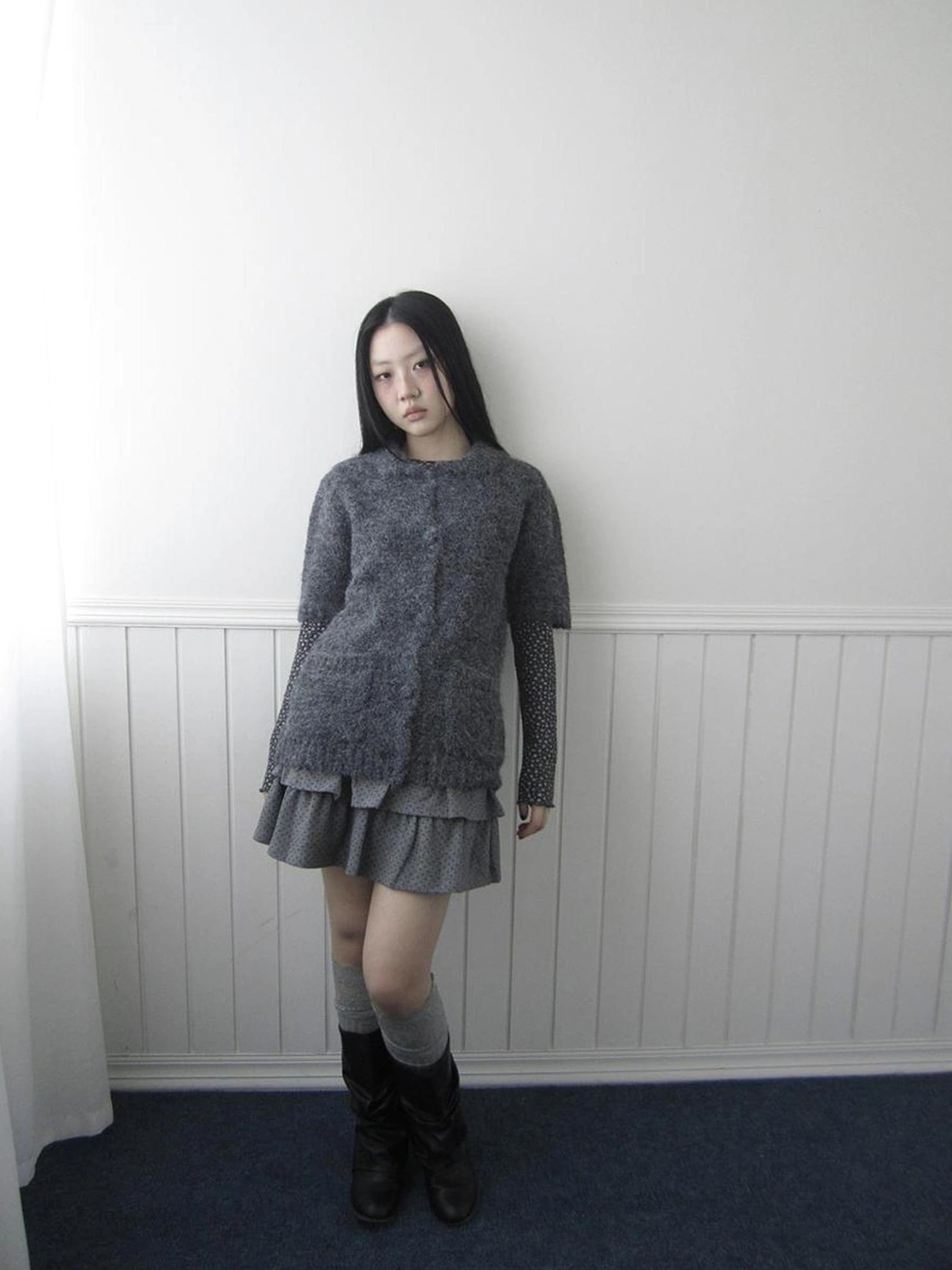 ang project Short Sleeve Knit Polo Sweater Sweater
