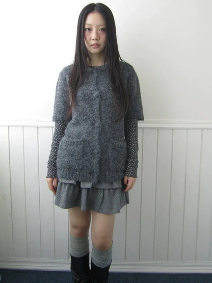 ang project Short Sleeve Knit Polo Sweater Sweater
