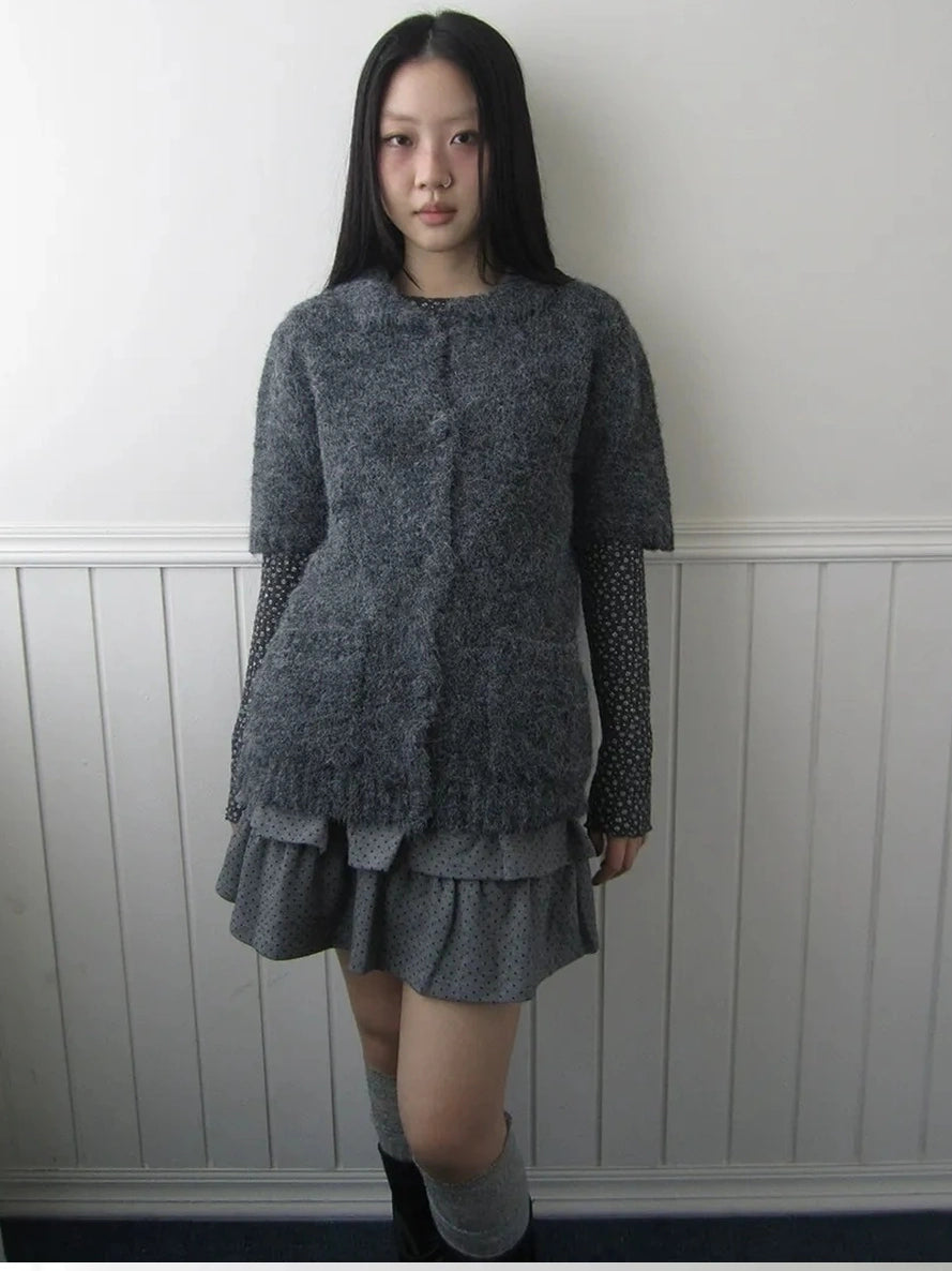 ang project Short Sleeve Knit Polo Sweater Sweater