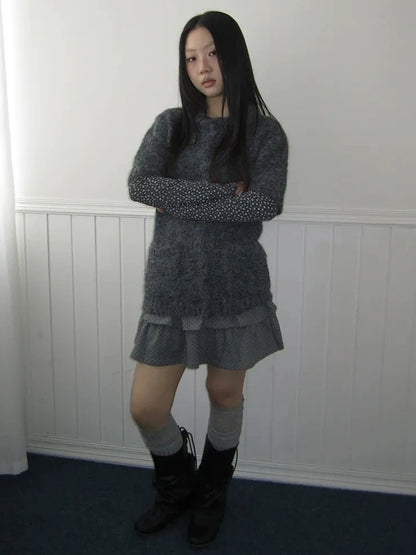 ang project Short Sleeve Knit Polo Sweater Sweater