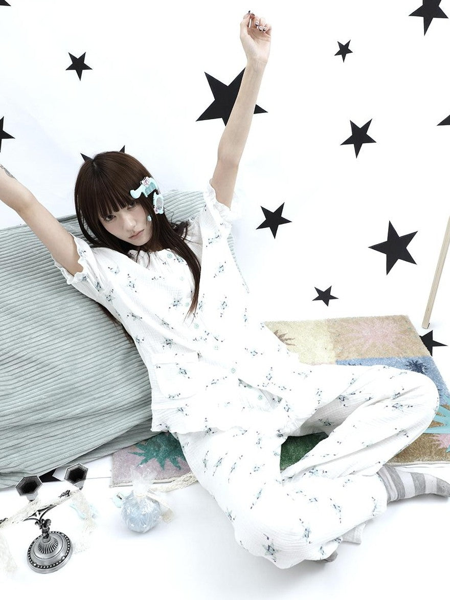 ang project Soft Music Note Print Double Layer Cotton Women&