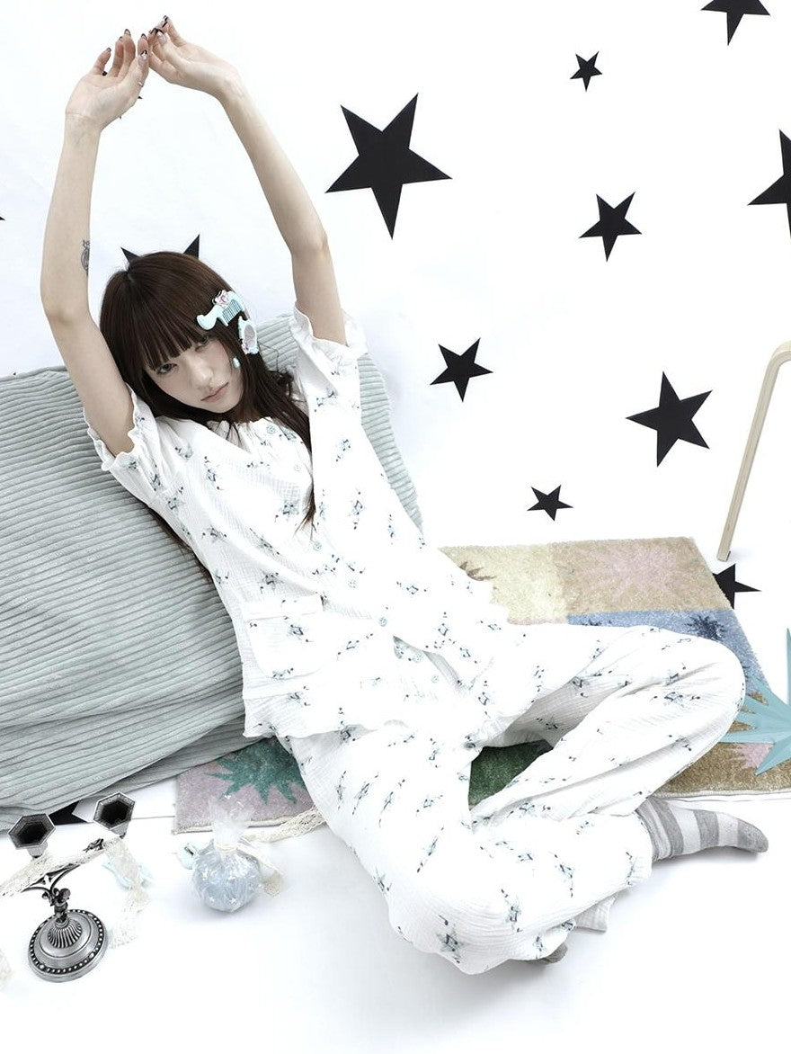 ang project Soft Music Note Print Double Layer Cotton Women&
