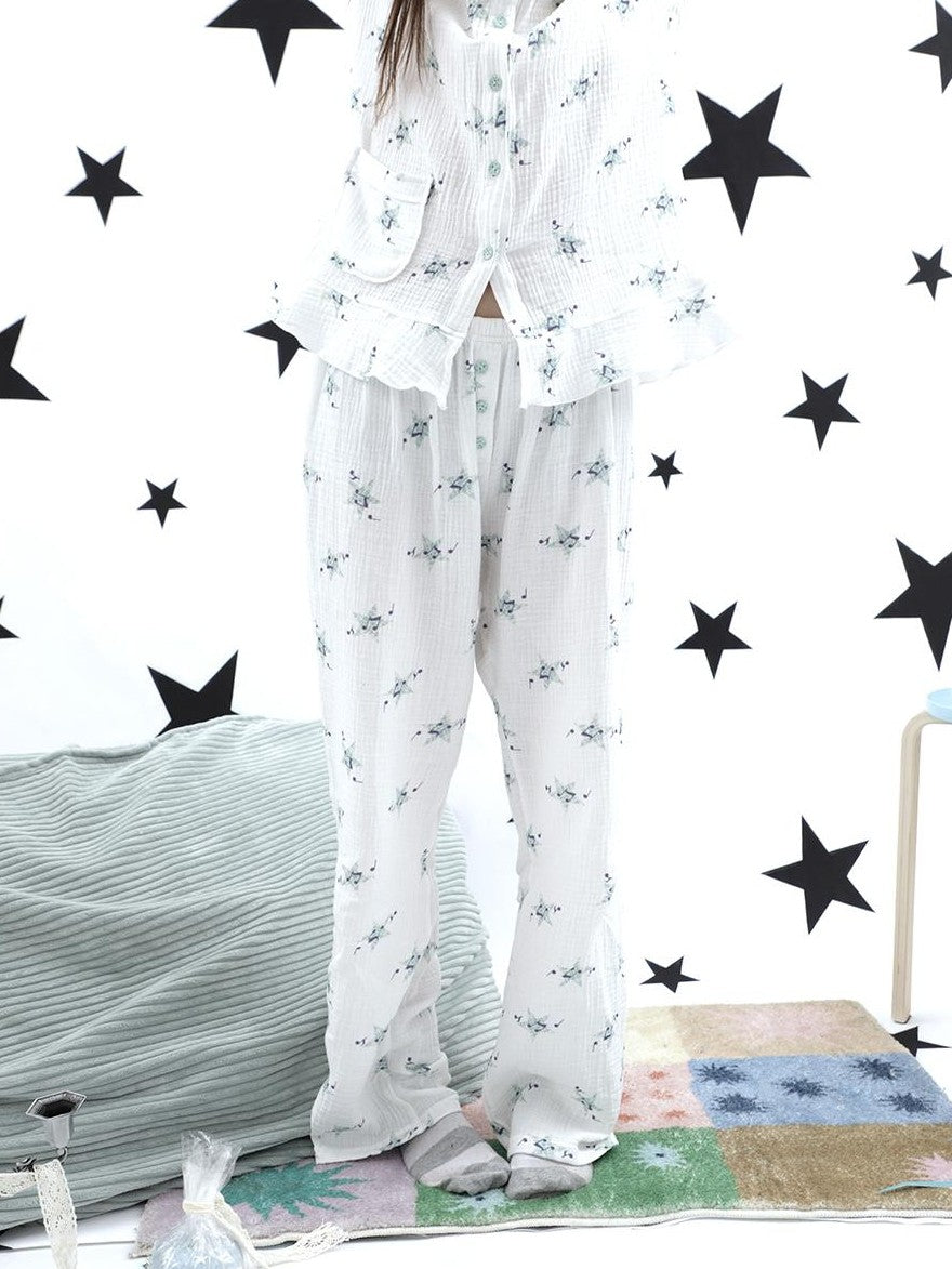 ang project Soft Music Note Print Double Layer Cotton Women&