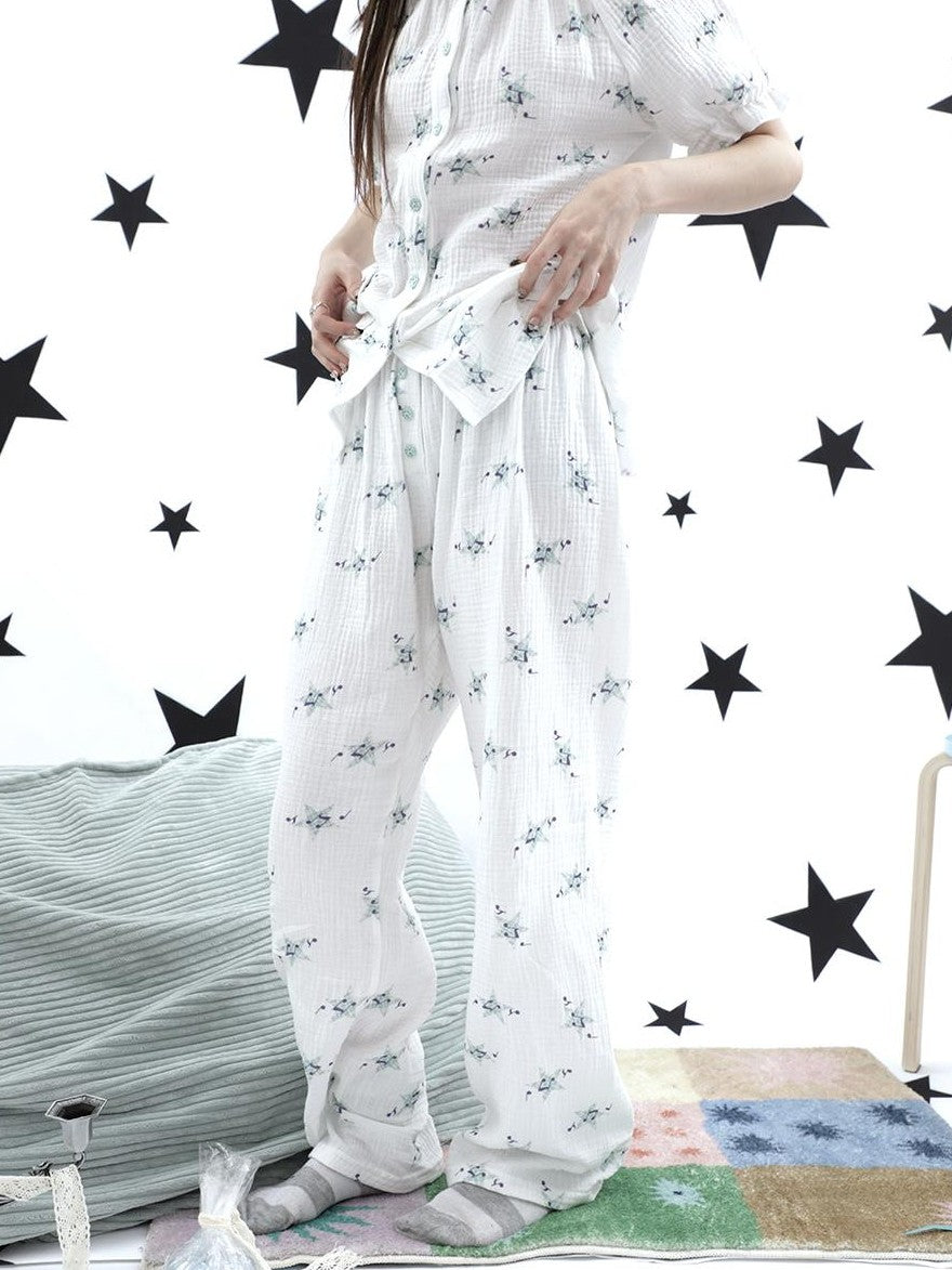 ang project Soft Music Note Print Double Layer Cotton Women&