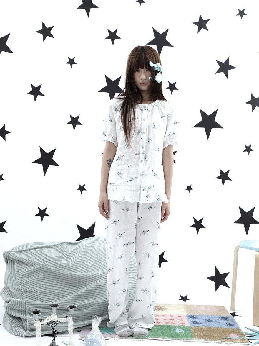 ang project Soft Music Note Print Double Layer Cotton Women&