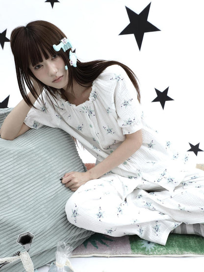 ang project Soft Music Note Print Double Layer Cotton Women&