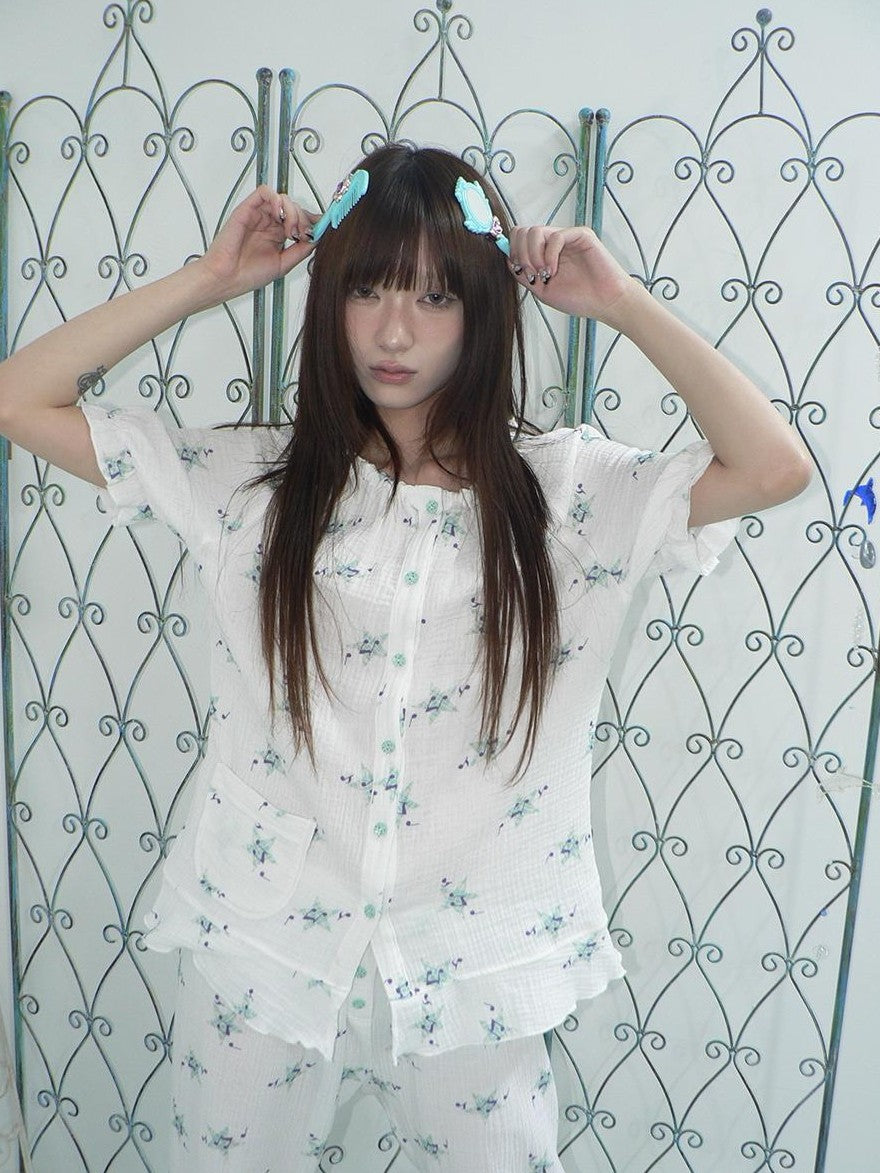 ang project Soft Music Note Print Double Layer Cotton Women&