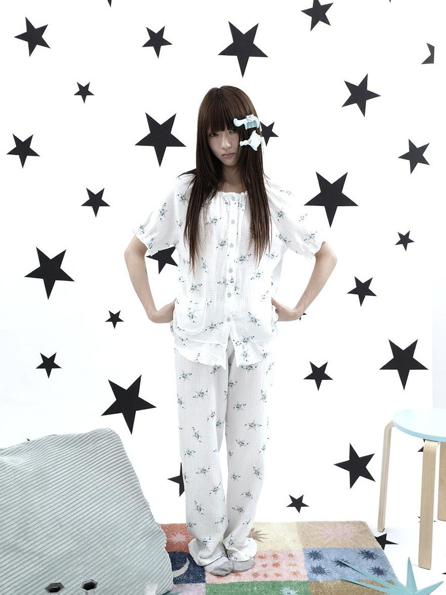 ang project Soft Music Note Print Double Layer Cotton Women&