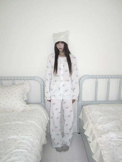 ang project Soft Musical Note Print Double Layer Cotton Long Sleeve Women&