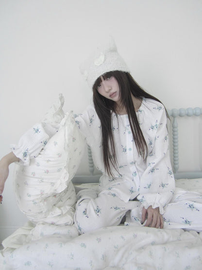 ang project Soft Musical Note Print Double Layer Cotton Long Sleeve Women&