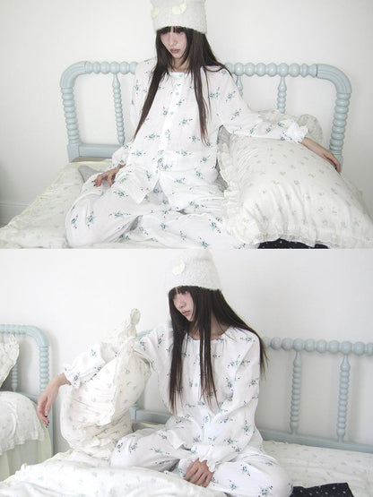 ang project Soft Musical Note Print Double Layer Cotton Long Sleeve Women&