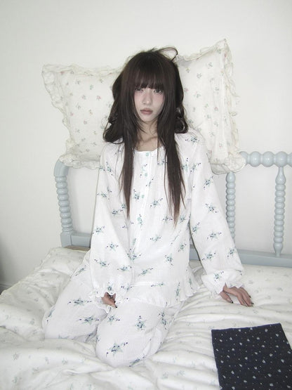 ang project Soft Musical Note Print Double Layer Cotton Long Sleeve Women&
