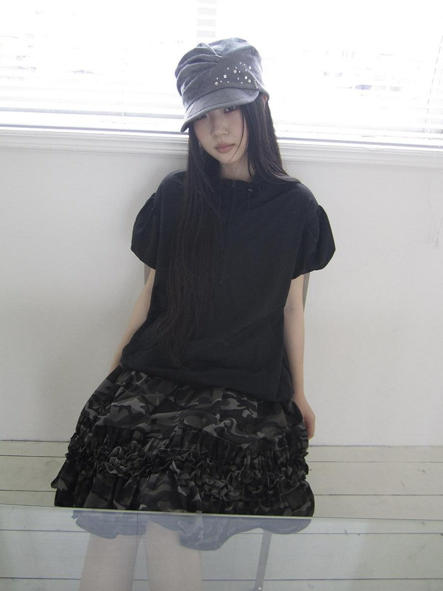 ang project Solid Drawstring Half Zip Stand Collar Women&