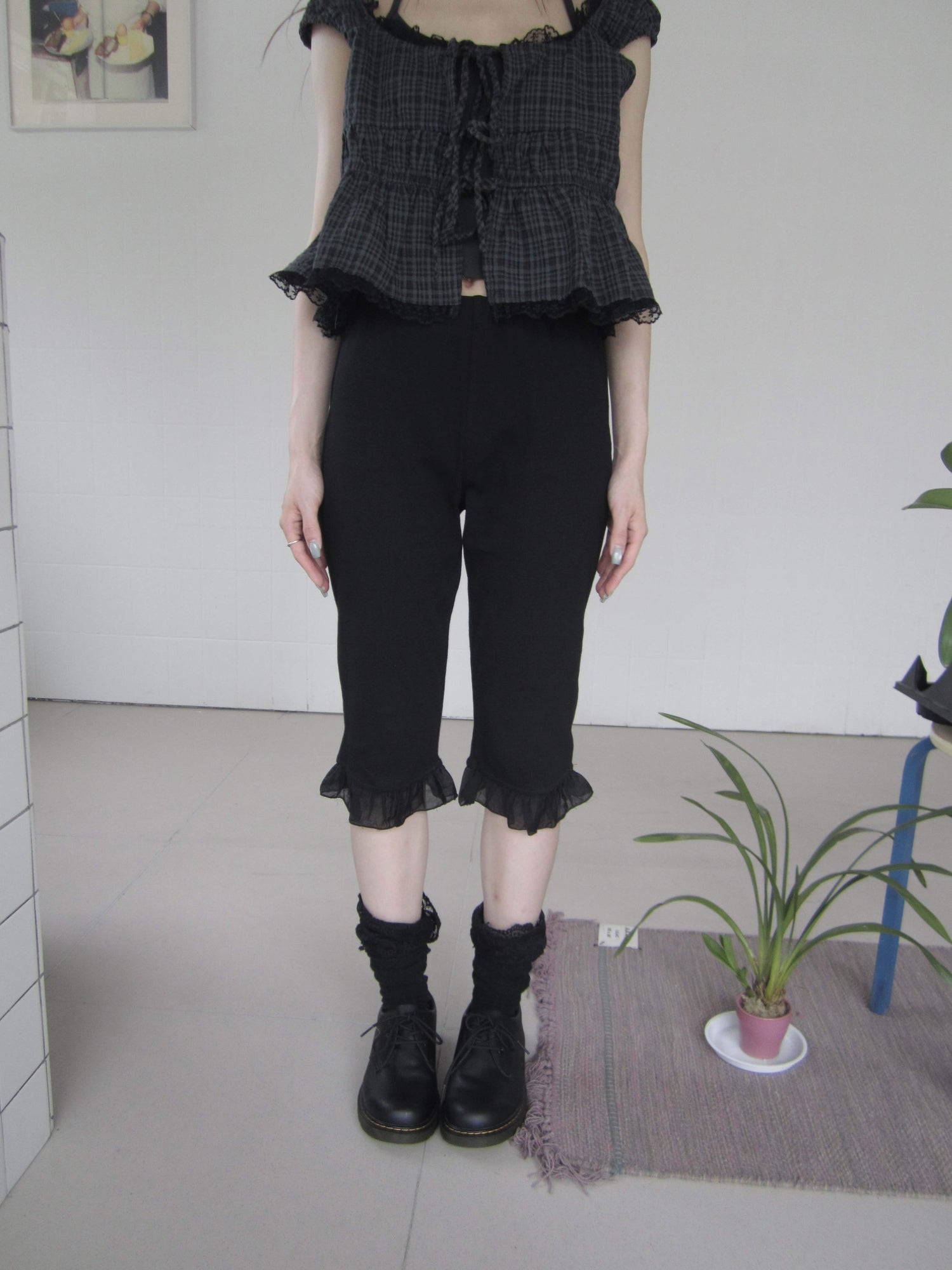 ang_project_Solid_Lace_Trim_Elastic_Waist_High_Stretch_Slim_Fit_Women&
