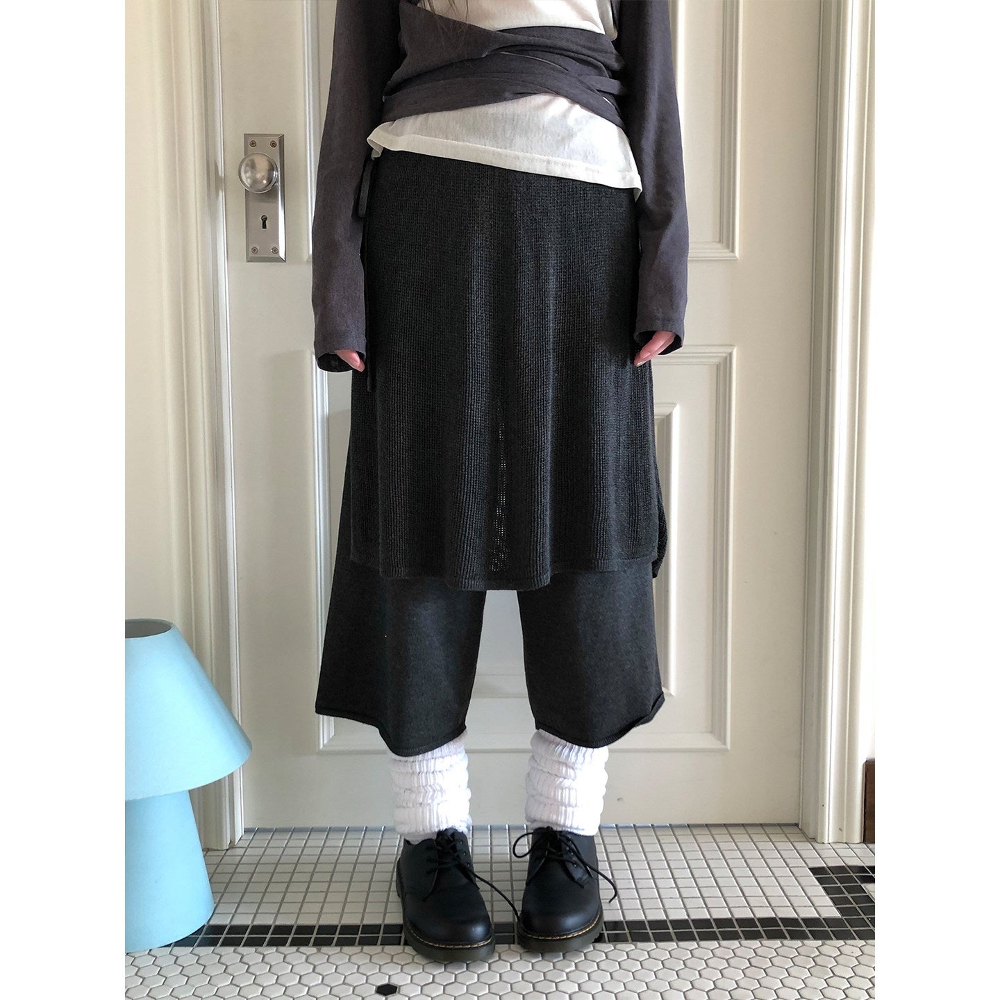 ang_project_Spliced_Tie_Cutout_Fake_Two_Piece_Korean_Women&