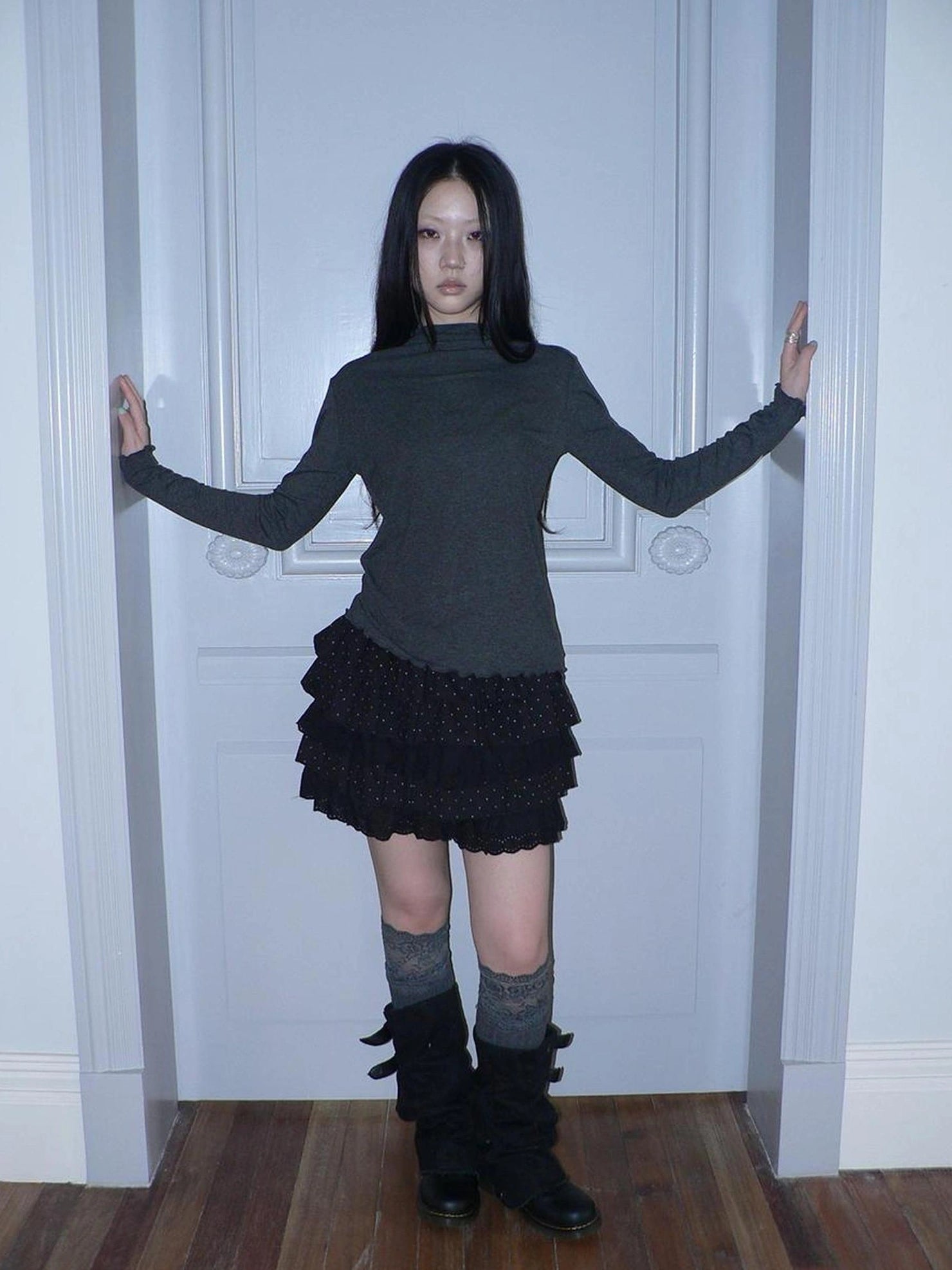 ang project Stacked Neck Slim Fit Long Sleeve T-shirt T-shirt