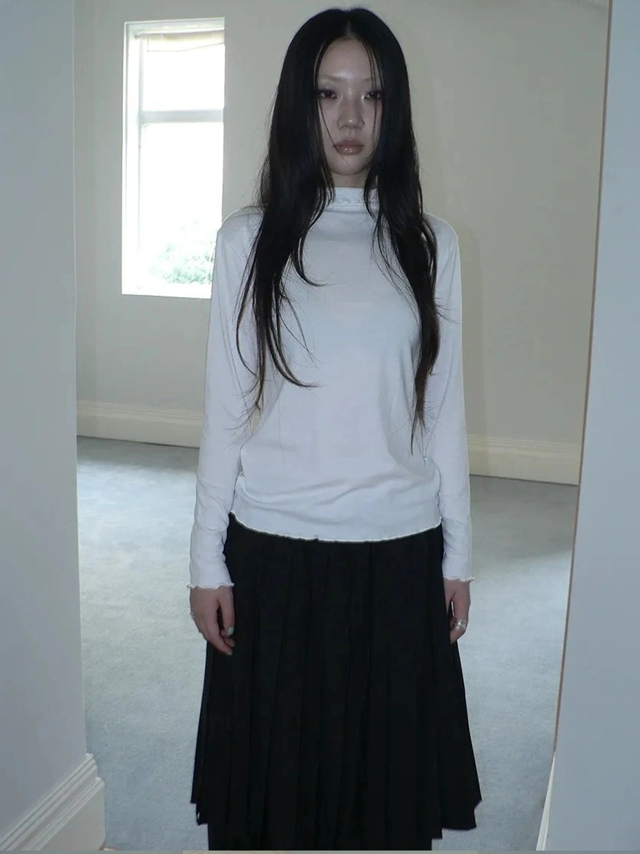 ang project Stacked Neck Slim Fit Long Sleeve T-shirt T-shirt