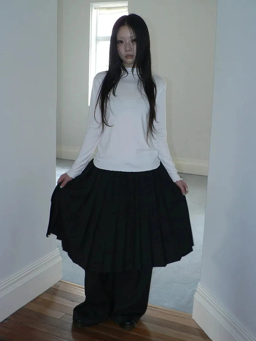 ang project Stacked Neck Slim Fit Long Sleeve T-shirt T-shirt