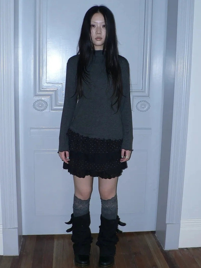 ang project Stacked Neck Slim Fit Long Sleeve T-shirt T-shirt