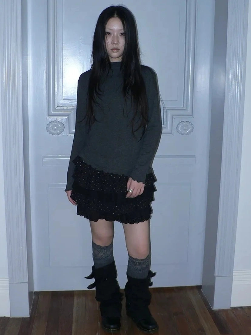 ang project Stacked Neck Slim Fit Long Sleeve T-shirt T-shirt