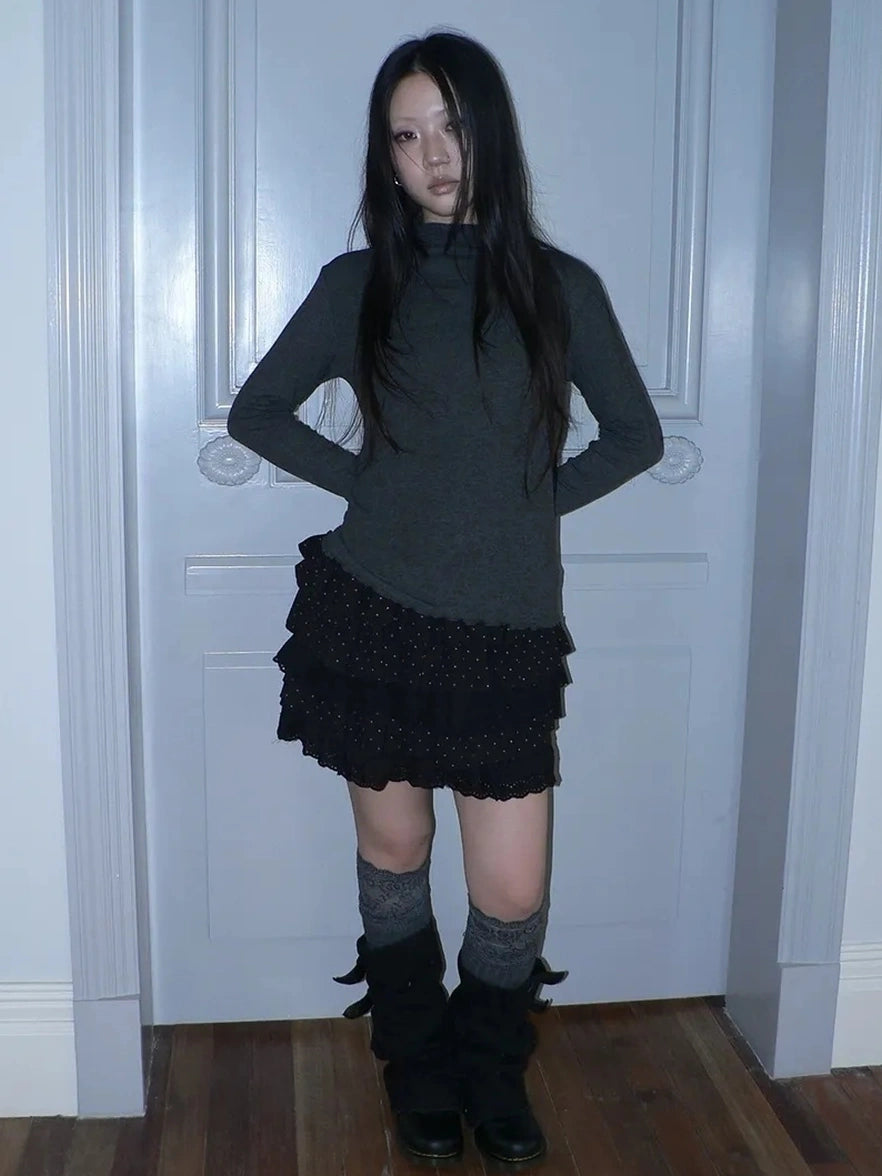 ang project Stacked Neck Slim Fit Long Sleeve T-shirt T-shirt