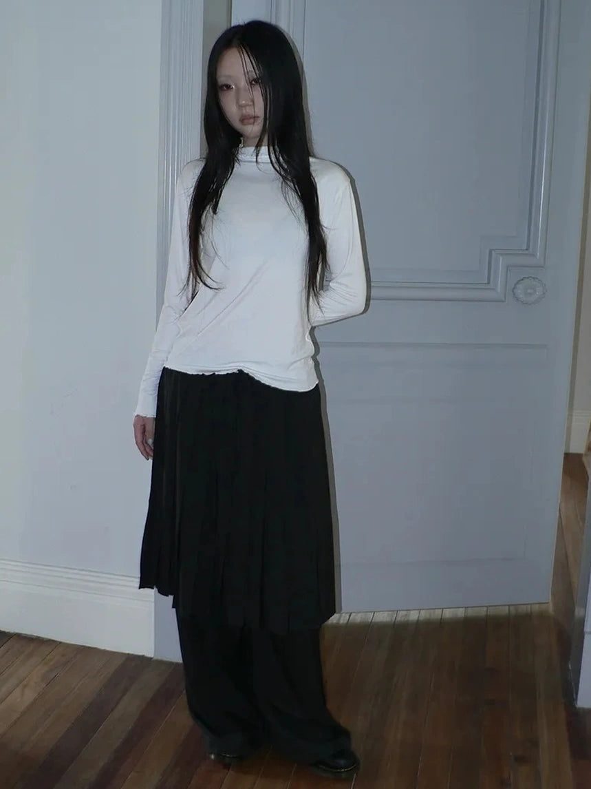 ang project Stacked Neck Slim Fit Long Sleeve T-shirt T-shirt