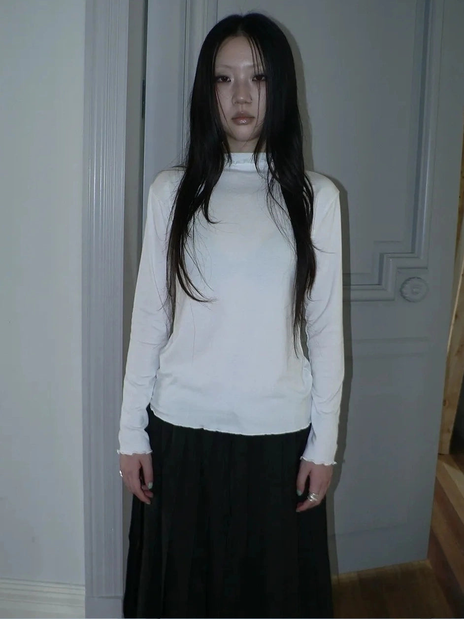 ang project Stacked Neck Slim Fit Long Sleeve T-shirt T-shirt