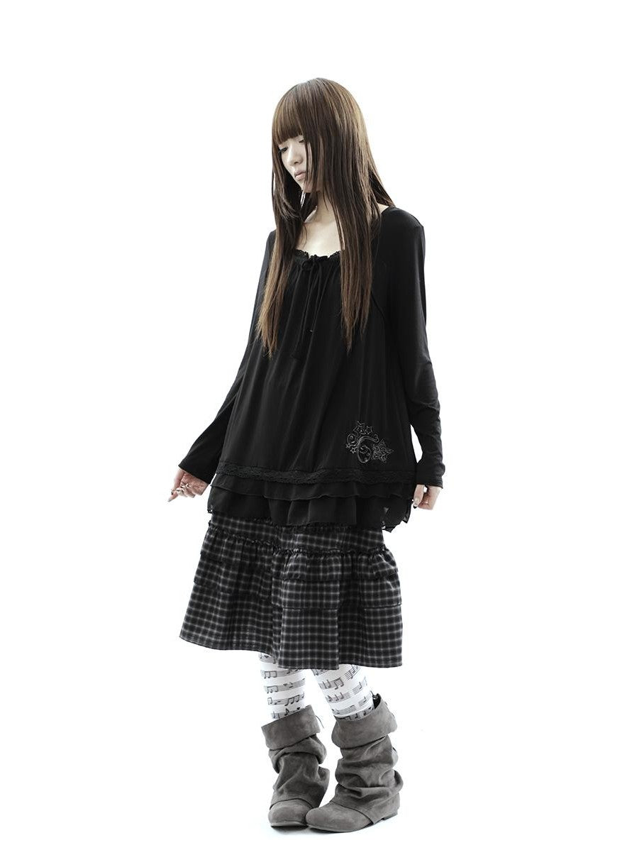 ang project Star Embroidered Lace Mesh Splice Tie Women&