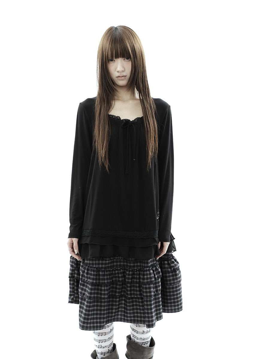 ang project Star Embroidered Lace Mesh Splice Tie Women&
