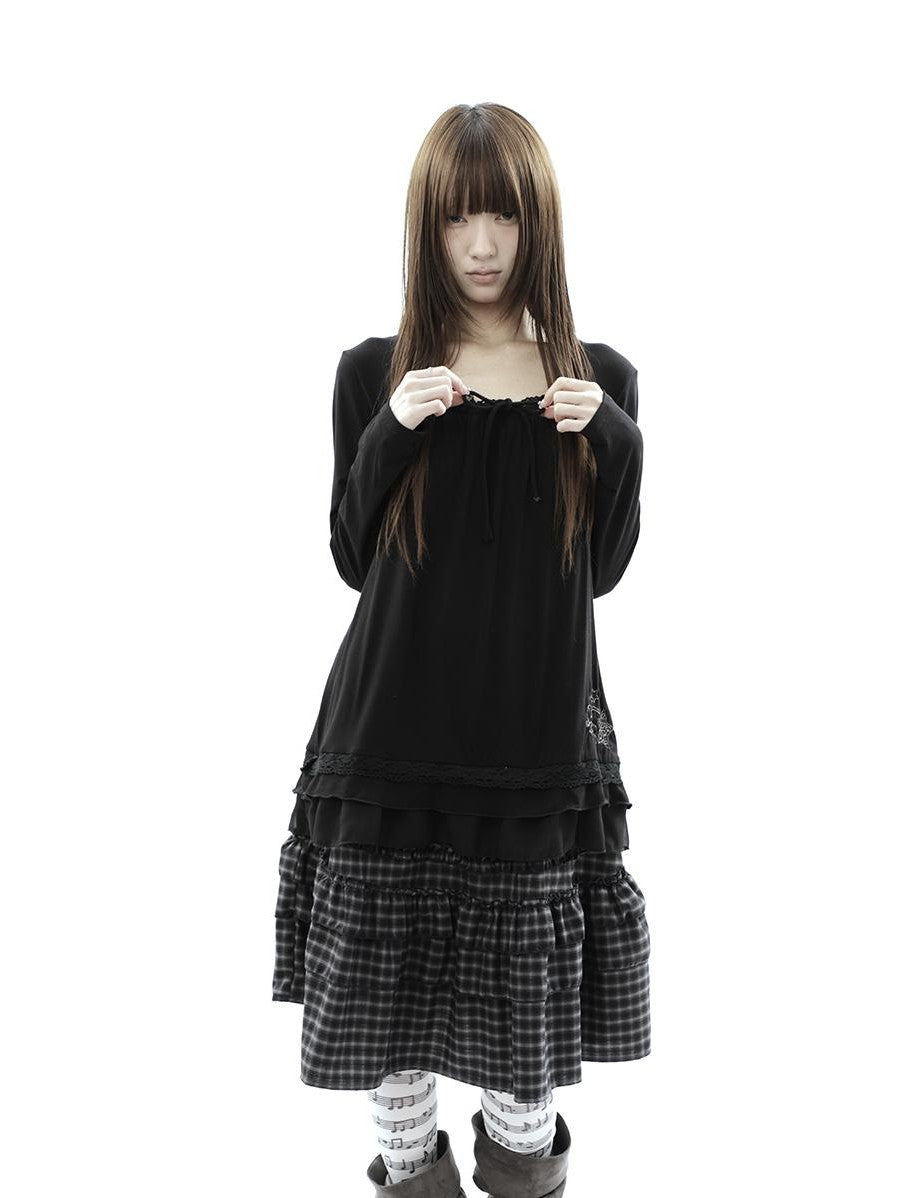 ang project Star Embroidered Lace Mesh Splice Tie Women&